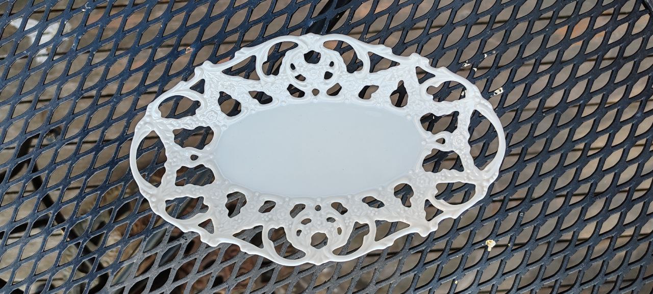 Vintage Kaiser W. Germany Reticulated Porcelain Bowl – White Glazed – 21x13x4 cm