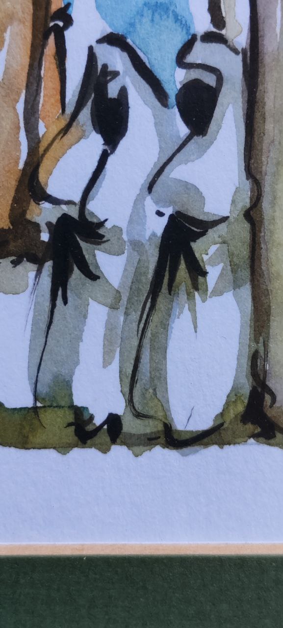 Dynamic Encounter – Original Oil Painting by Gülgün Türel – 51x72 cm – Expressionist Figurative Artwork