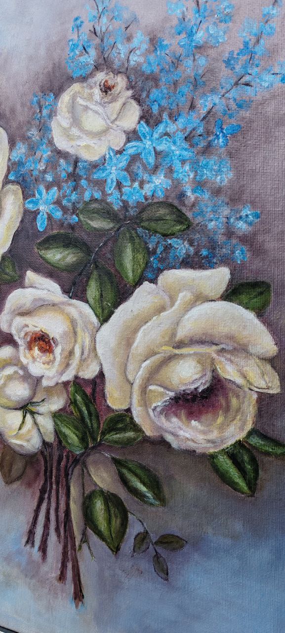 Floral Still Life by Nuran Gürol – Original Oil on Canvas, Signed & Framed