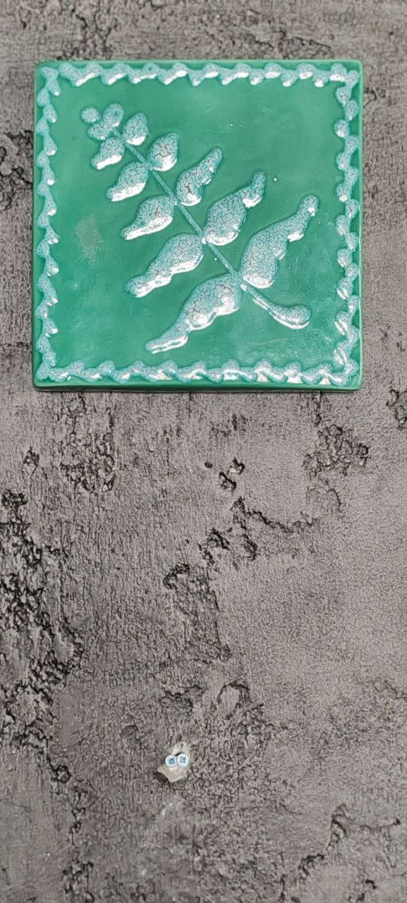 Handmade Turquoise Ceramic Tile by Nilsu Çini Evi – 19x19 cm