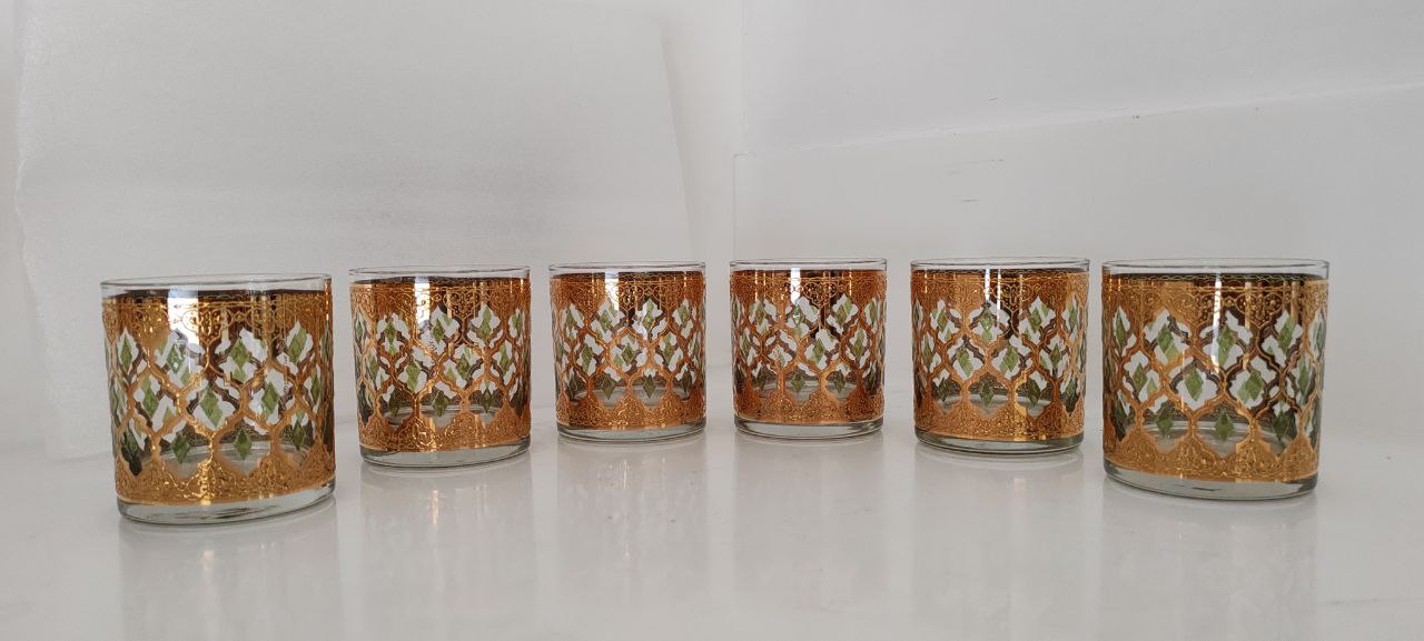 Vintage Culver 22K Gold Mid-Century Modern Glassware Set