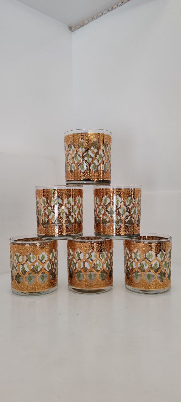 Vintage Culver 22K Gold Mid-Century Modern Glassware Set