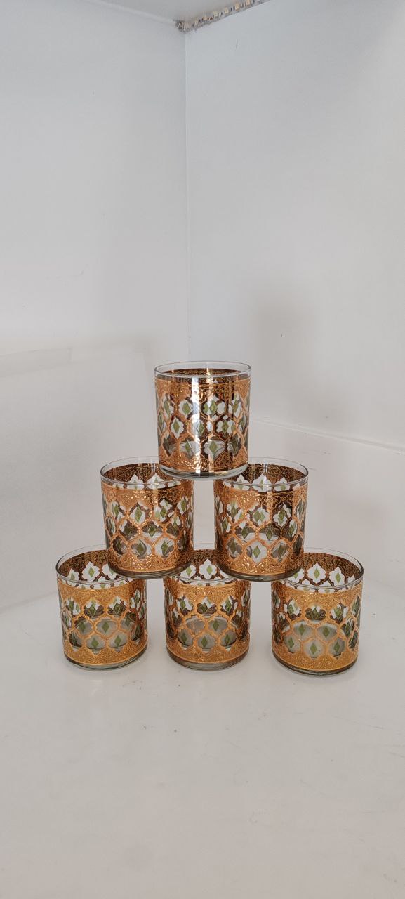 Vintage Culver 22K Gold Mid-Century Modern Glassware Set