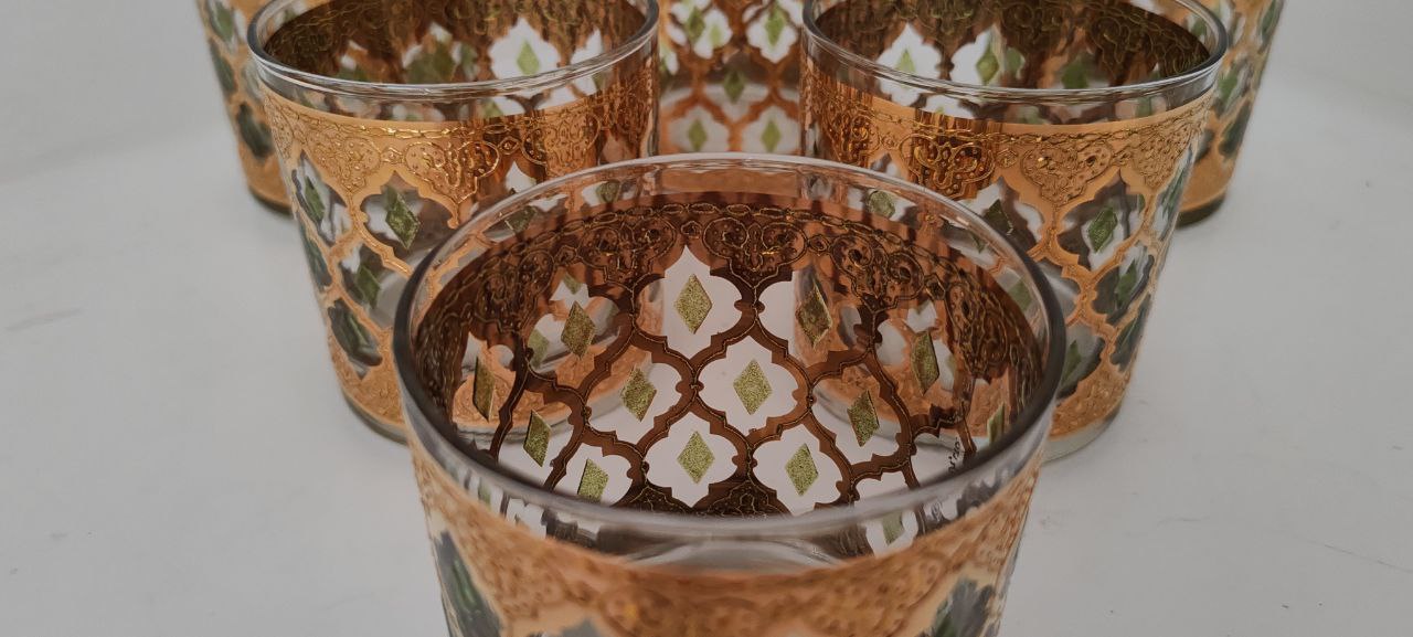 Vintage Culver 22K Gold Mid-Century Modern Glassware Set