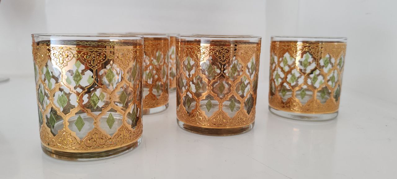 Vintage Culver 22K Gold Mid-Century Modern Glassware Set
