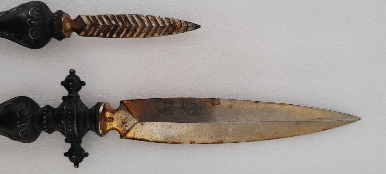 Antique Letter Opener & Wax Seal Handle Set – Ornate Brass & Bronze – Desk Décor