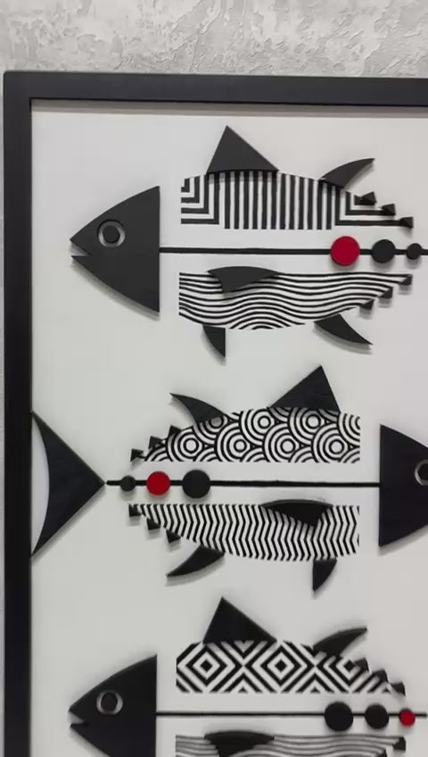 Black Fish / Wooden Tiered Table